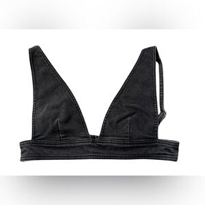 LNDN Denim Black Deep‎ V Denim Bra Top size Large